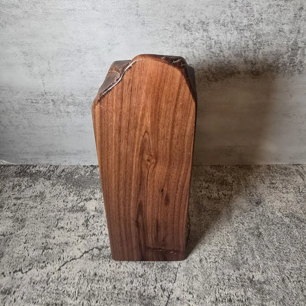 VTG MCM Walnut Rustic Wood Burl Bud Vase Handcrafted Turned Bird & Cattails